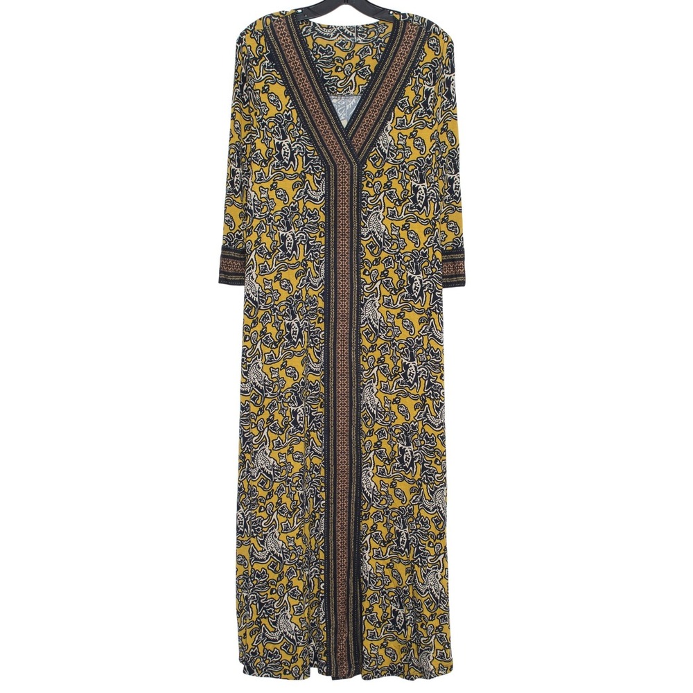 Soft Surroundings Dress 3/4 Sleeve Floral Boho Cottage Casual Resort Midi Medium